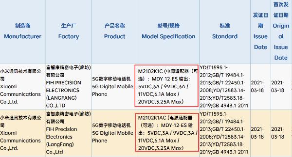 小米11 Pro两款新机获认证：无缘百瓦快充