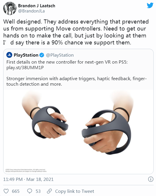 “90%几率采用并兼容”PS5次世代VR手柄，「Boneworks」或登陆PSVR