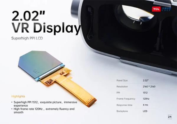 TCL华星进军VR，推出迄今为止最高PPI VR显示屏