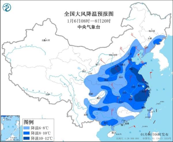 寒潮蓝色预警！山东江苏浙江等地部分地区降温可达10℃