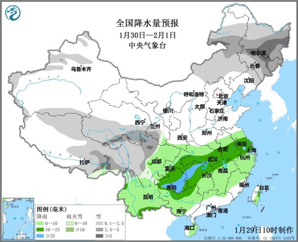 1月31日起较强冷空气再次来袭 中东部将有大风降温及雨雪天气