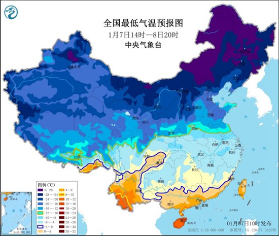 寒潮蓝色预警：安徽江西浙江福建云南等部分地区降温可达10℃