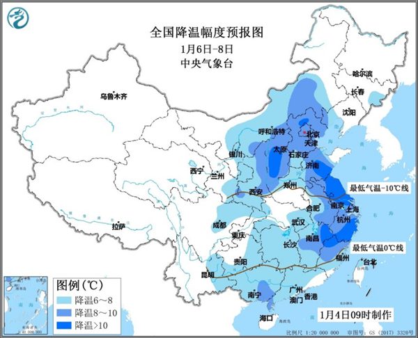 未来十天冷空气活动频繁 1月6日至8日中东部气温“跳水”