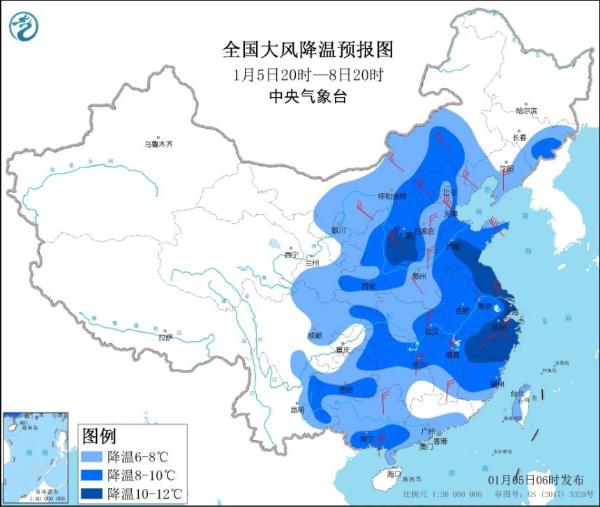 寒潮预警！我国中东部部分地区降温幅度将超10℃