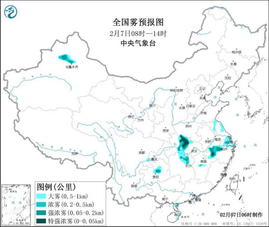 大雾预警：湖北安徽江西等局地有特强浓雾 能见度不足50米