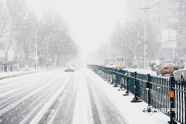 大雪纷飞！哈尔滨天地浑然一体 市民冒雪出行