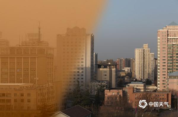 沙尘暴过后蓝天回归 一组图看北京沙尘前后天空对比