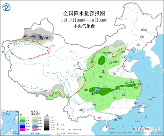 长江中下游降温进行时 西北华北雨雪增多