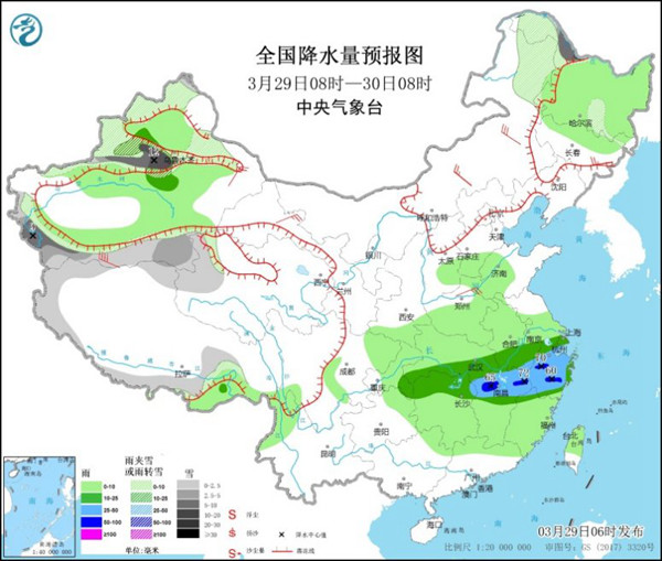 沙尘将南下 长江中下游雨势增强局地暴雨