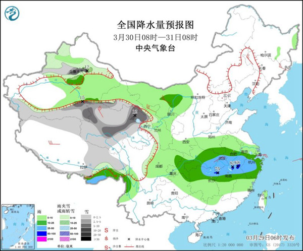 沙尘将南下 长江中下游雨势增强局地暴雨