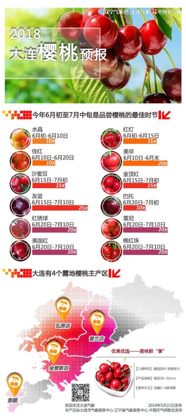 全国首个樱桃预报产品发布 6月初大连樱桃将滚滚而来