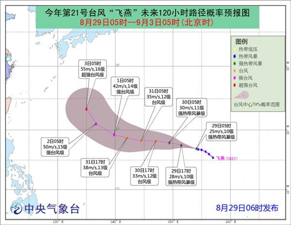 台风“飞燕”加强为强热带风暴 未来五天对我国无影响