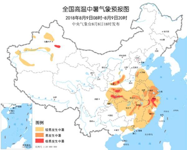 高温中暑气象预报：陕西重庆等11省区市易发生中暑