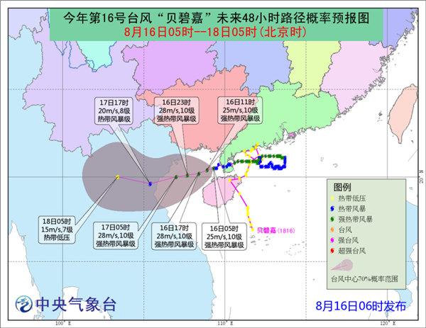 台风黄色预警：“温比亚”将在浙江台州到上海沿海登陆