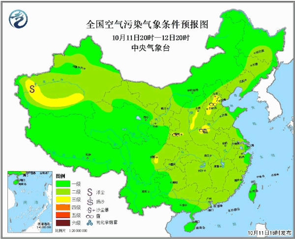 周末京津冀将现空气污染 10月中旬大气扩散条件较差