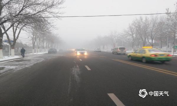 新疆伊犁察布查尔县迎今冬首场大雾  雾凇美如画