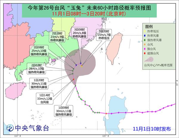 台风蓝色预警：福建广东沿海风力强劲 局地有暴雨