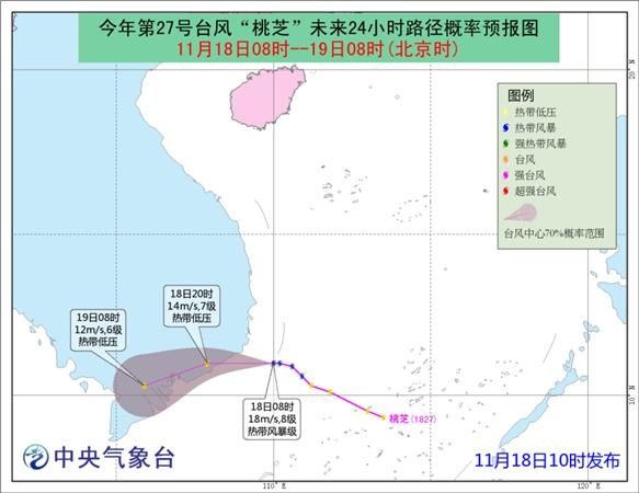 台风“桃芝”今天傍晚前后将登陆越南南部沿海