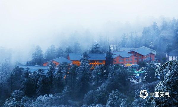 四川峨眉山雾凇晶莹剔透 美如仙境