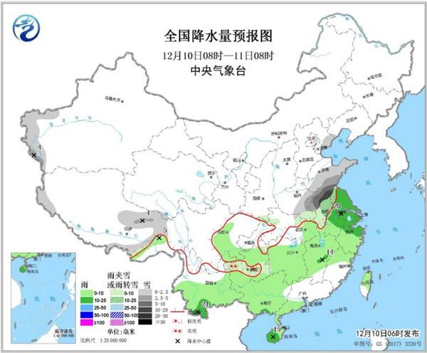 长江中下游地区雪转雨 气温或再创新低