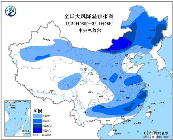 寒潮蓝色预警 东北江南部分地区降温可达10-12℃