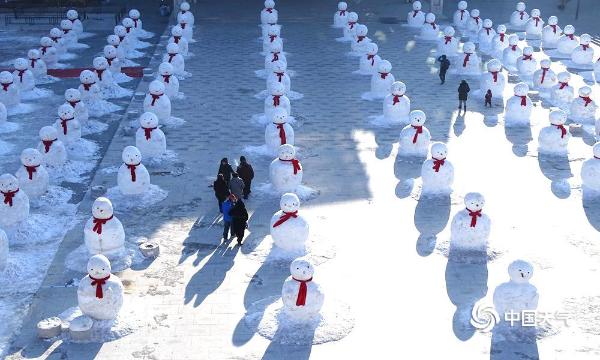 哈尔滨雪人“阅兵”迎新年  场面壮观如兵马俑布阵