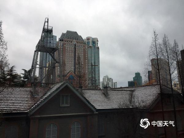 上海迎来农历猪年初雪 地面屋顶见白