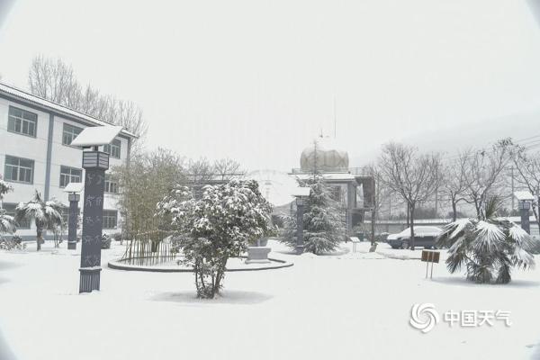 西安白鹿原迎降雪 一片银装素裹