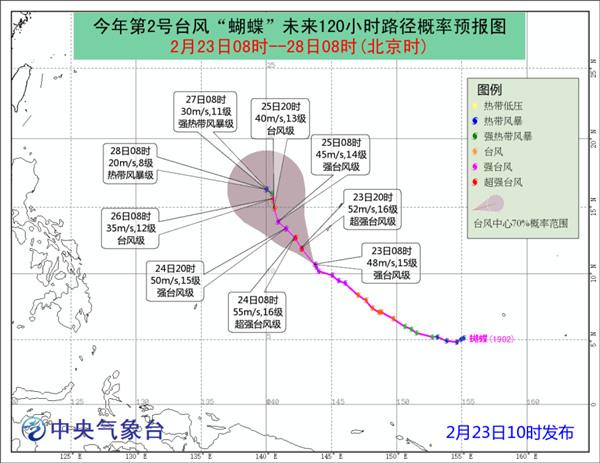 台风“蝴蝶”继续像西北方向移动 最强达超强台风级