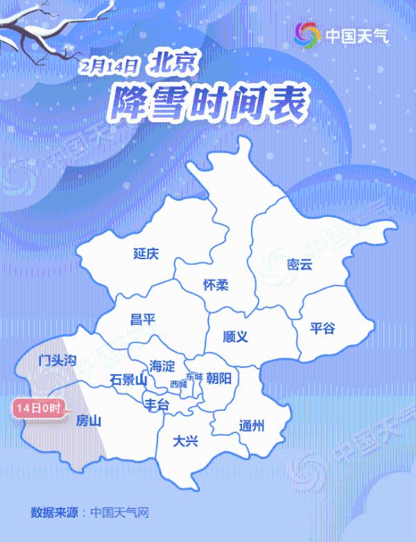 超详细！情人节北京降雪时间表 哪些地方率先“白头”？