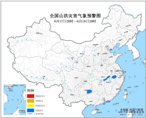 山洪灾害气象预警 安徽南部发生山洪灾害可能性较大