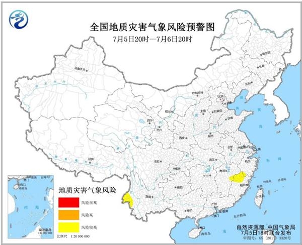 地质灾害气象风险预警：云南江西浙江福建风险较高
