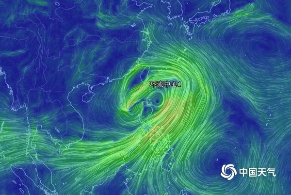 台风“丹娜丝”彩色风场图