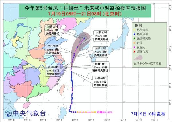 台风蓝色预警：“丹娜丝”今天下午在浙江近海转向 明夜登陆朝鲜