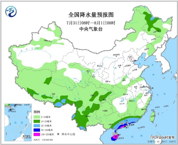 北方10省份有大雨或暴雨 南方高温​持续夜温近30℃