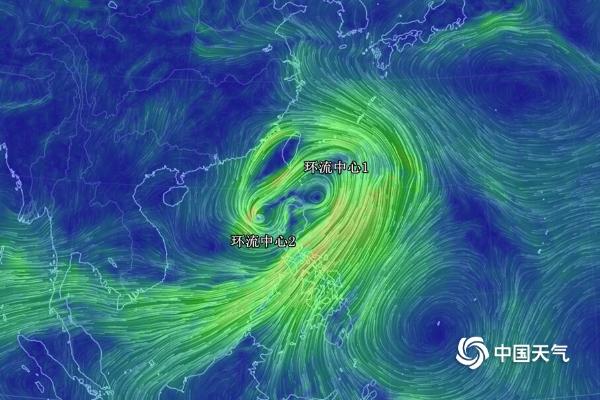 台风“丹娜丝”彩色风场图