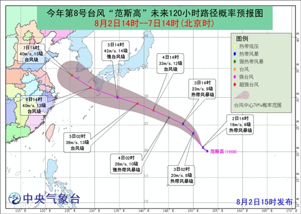 8月台风组团来袭 “范斯高”将加强为今年以来最强台风