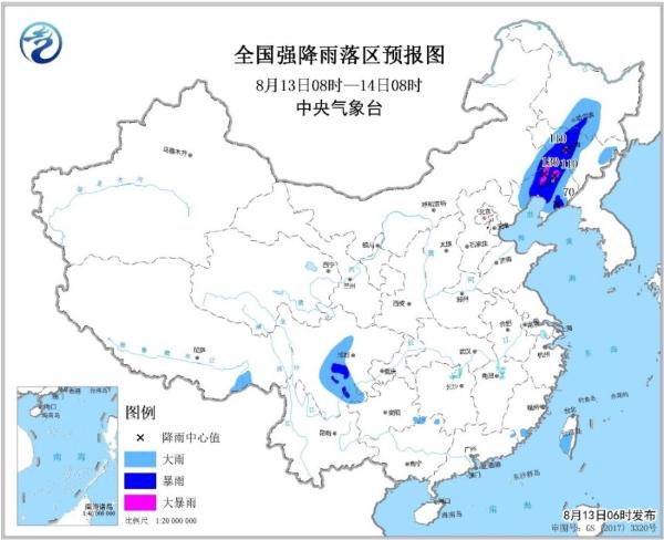 暴雨蓝色预警 辽宁吉林内蒙古局地有大暴雨-资讯-中国天气网