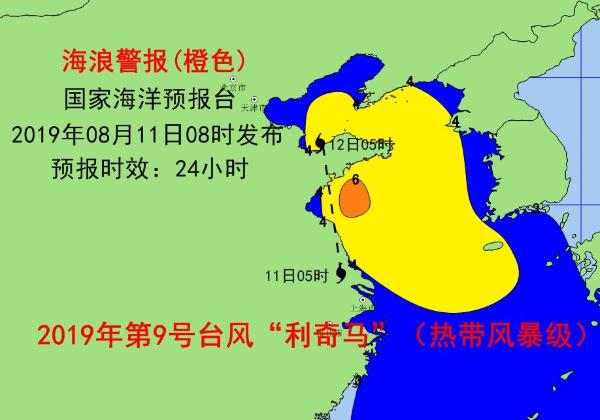 海浪橙色警报 黄海南部将出现4到6米的巨浪到狂浪区
