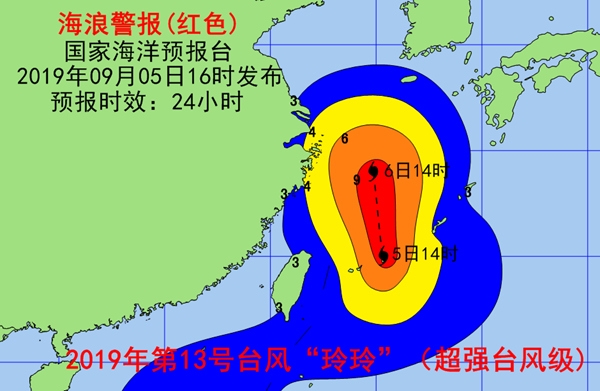 海浪红色警报 东海将出现9到14米的狂涛到怒涛区