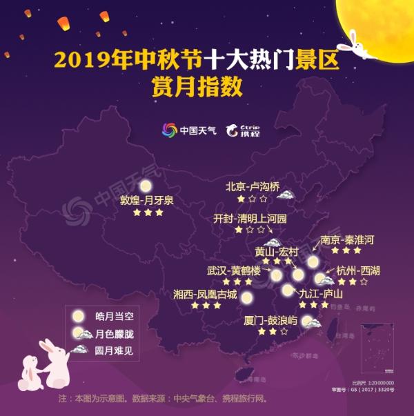 2019全国中秋赏月地图来了 哪里才是最佳赏月地？