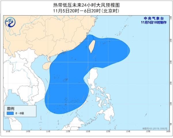 南海热带低压逐渐加强 南海中北部等部分海域阵风可达10级