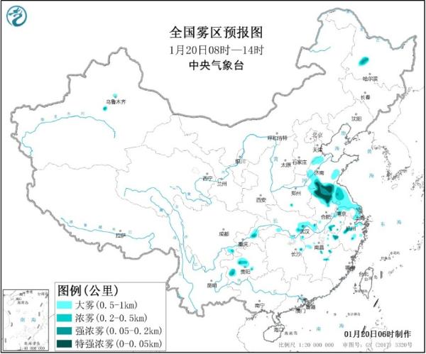 大雾黄色预警 山东江苏等部分地区能见度不足200米