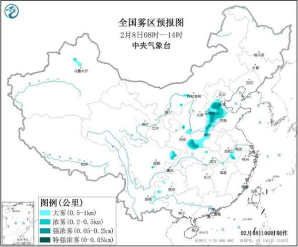 大雾黄色预警：河北山东河南湖北局地能见度不足200米