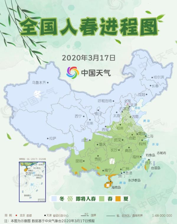 最新入春进程图来了！春分节气这些地方将迎来春天