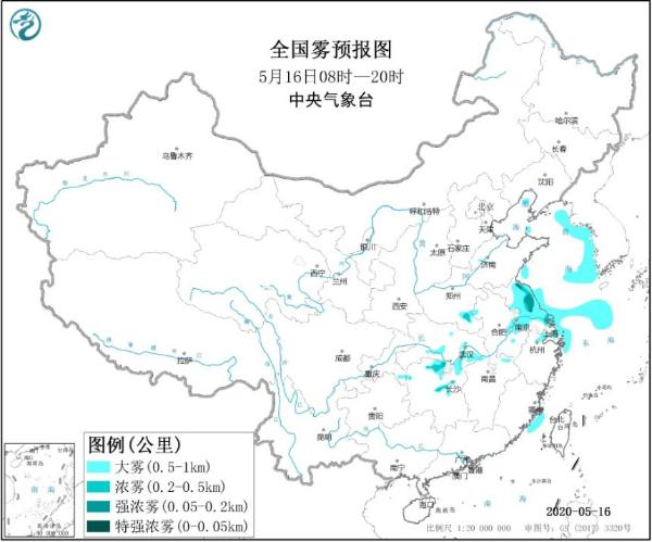大雾预警！江苏上海湖北湖南等地的部分地区有大雾
