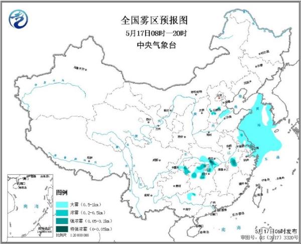 大雾黄色预警 安徽上海湖北湖南重庆等地有浓雾