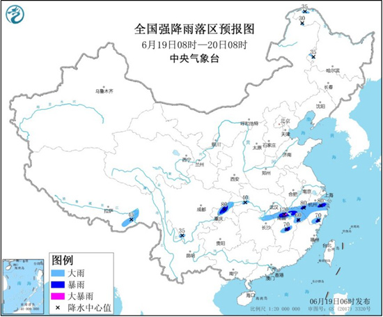 暴雨预警！安徽江西浙江等6省区有大到暴雨 江西局地大暴雨