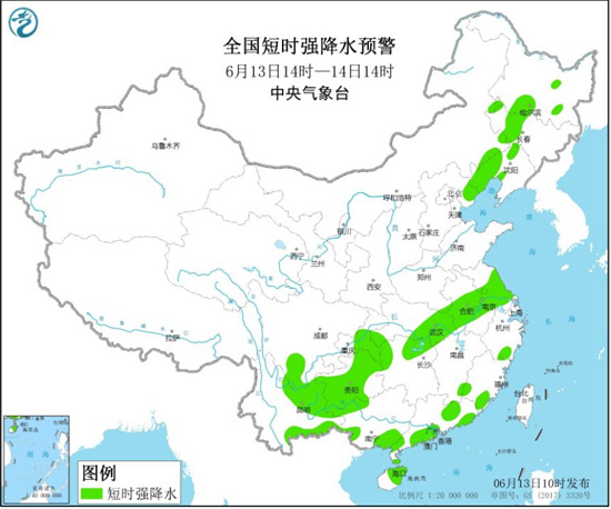 强对流天气蓝色预警：14省市区局地有雷暴大风或冰雹