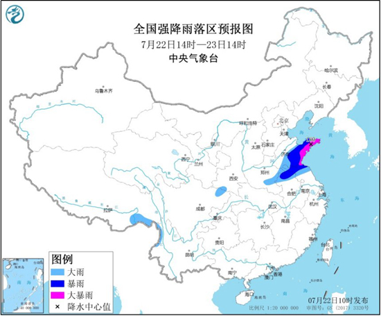 暴雨黄色预警 江苏安徽河南等7省区有大到暴雨山东局地大暴雨